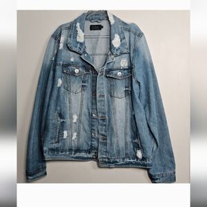 Ci Sona Jean Jacket Distressed Oversized Women's Size Large
